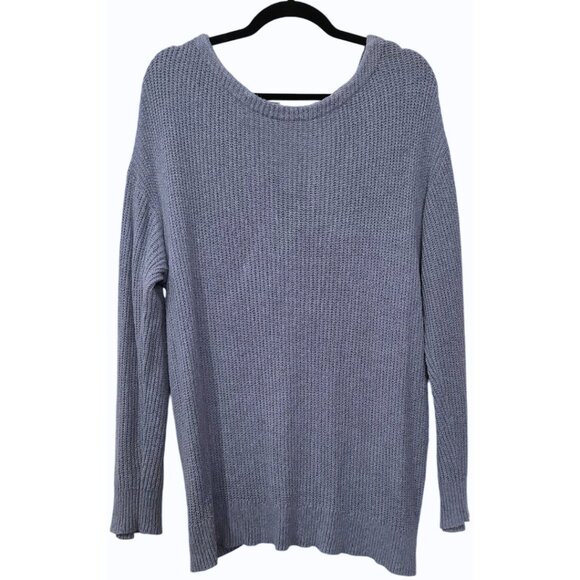 Market & Spruce | Dusty Blue Fallan Twist Back Sweater Long Sleeve | XL - Picture 2 of 3